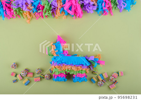 Traditional Mexican pinata in shape of donkey 95698231