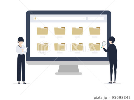 電子データの保存と管理と検索のイラスト素材 電子データの保存と管理と検索のイラスト素材 95698842