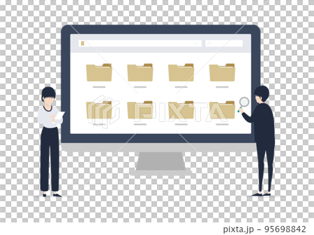 電子データの保存と管理と検索のイラスト素材 電子データの保存と管理と検索のイラスト素材 95698842