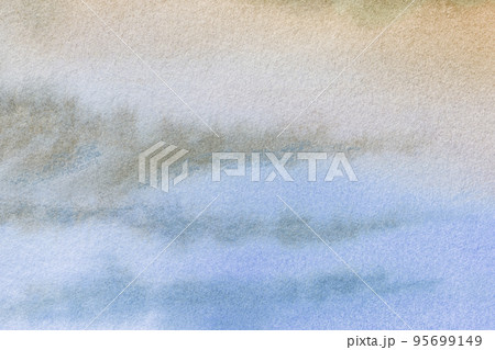 Abstract art background light blue and beige colors. Multicolor watercolor painting on canvas with stains. 95699149