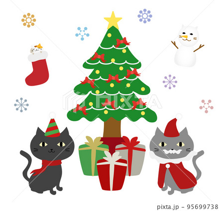 猫とクリスマスのイラストのイラスト素材 [95699738] - PIXTA