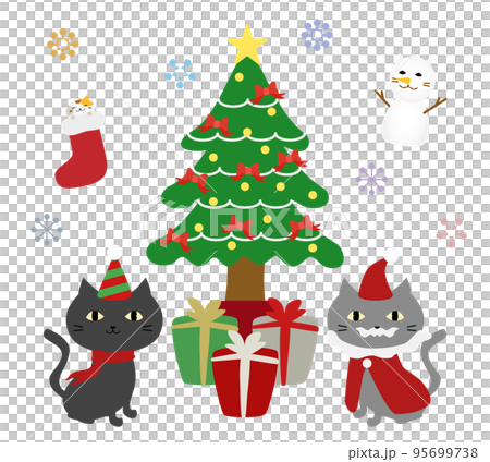猫とクリスマスのイラストのイラスト素材 [95699738] - PIXTA