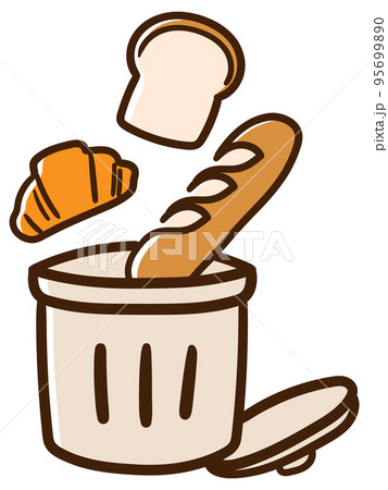 ゴミ箱に捨てられる色々なパンの手書き風デフォルメイラスト ゴミ箱に捨てられる色々なパンの手書き風デフォルメイラスト 95699890