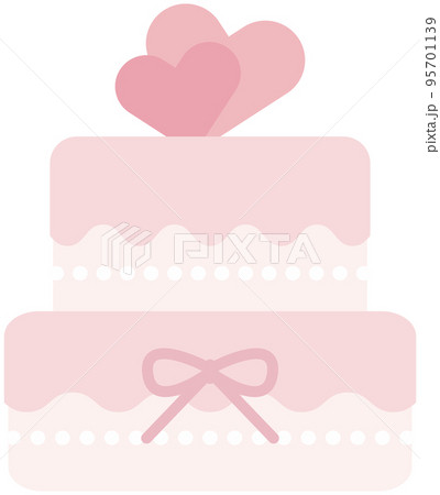2段のかわいいピンクのハートのウエディングケーキ 95701139