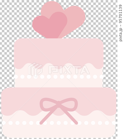 2段のかわいいピンクのハートのウエディングケーキ 95701139