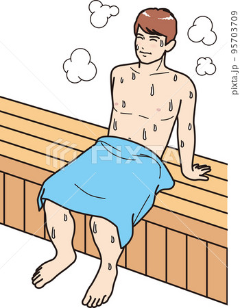 サウナでくつろぐ男性 95703709