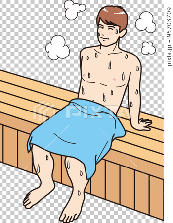サウナでくつろぐ男性 95703709