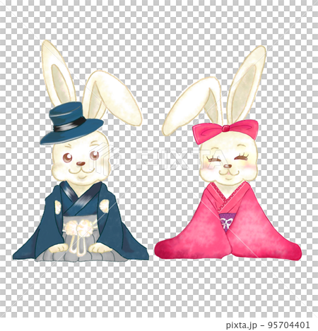 お正月の挨拶をするうさぎ お正月の挨拶をするうさぎ 95704401