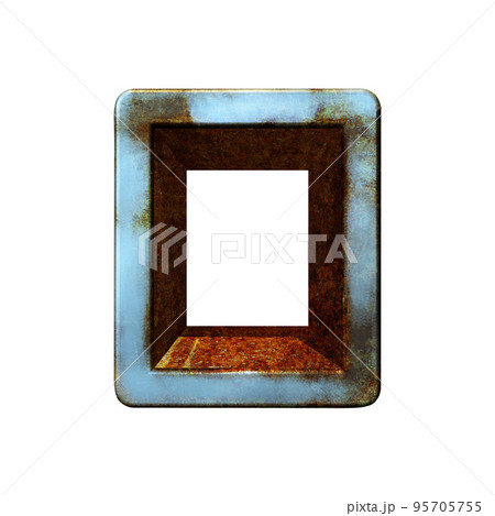 Old blue metallic letter. Rusty surface.3D illustration.Art font. 95705755