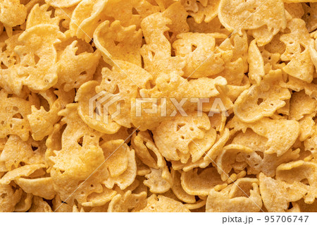 Halloween crispy bat shaped chips. Top view. Halloween crispy bat shaped chips. Top view. 95706747