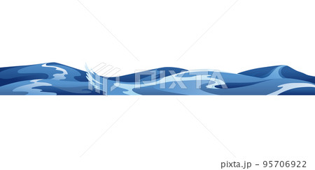 Ocean or sea decorative water wave. Vector horisontal pattern for ui games. Stylized blue waves on white background 95706922