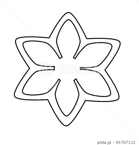 Christmas gingerbread cookie in star shape with icing, vector outline for kids coloring book Christmas gingerbread cookie in star shape with icing, vector outline for kids coloring book 95707112