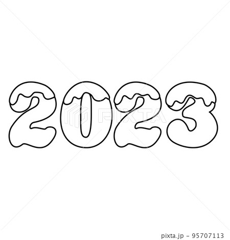 2023 numbers made from gingerbread cookies with icing, doodle flat vector outline 2023 numbers made from gingerbread cookies with icing, doodle flat vector outline 95707113