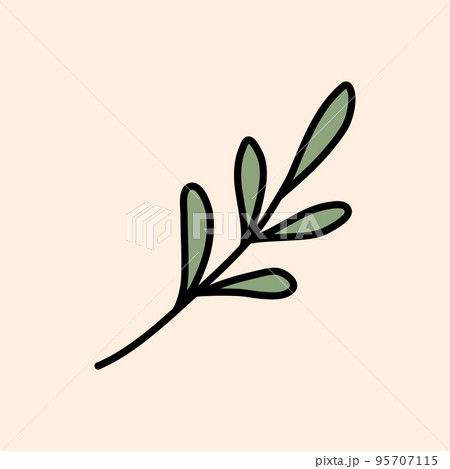 Green sprig, ecology or natural element, doodle style flat vector Green sprig, ecology or natural element, doodle style flat vector 95707115