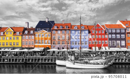Colorful buildings of Nyhavn in Copenhagen, Denmark Colorful buildings of Nyhavn in Copenhagen, Denmark 95708011