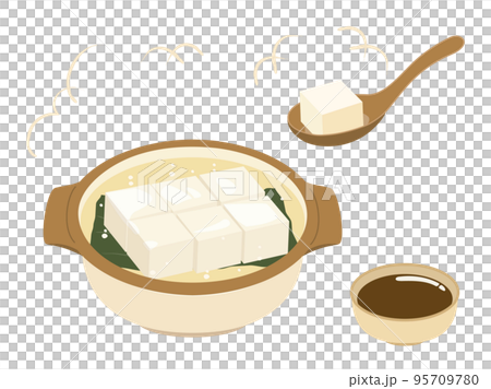 Illustration inspired by boiled tofu Version with sauce and lotus 95709780