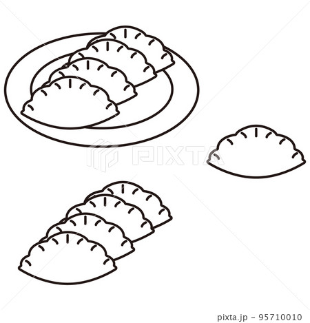餃子セット　モノクロアイコンイラスト 95710010