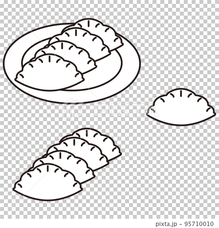 餃子セット　モノクロアイコンイラスト 95710010
