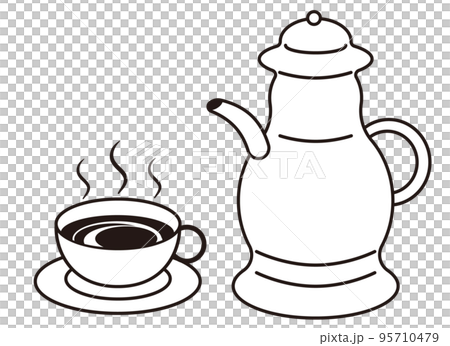 紅茶和茶壺單色圖標說明 紅茶和茶壺單色圖標說明 95710479