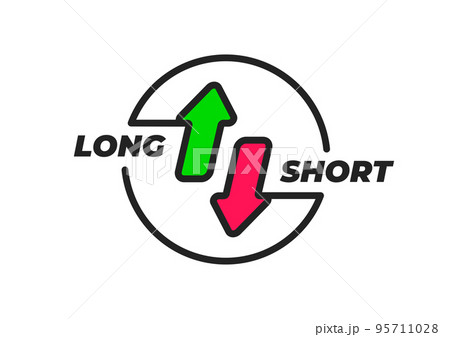 Long and short positions in crypto trading symbol. vector 95711028