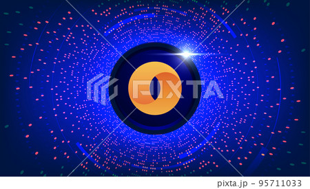 Merit Circle (MC) with crypto currency themed banner. MC icon on modern neon color background. Merit Circle (MC) with crypto currency themed banner. MC icon on modern neon color background. 95711033