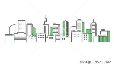 高層ビルが建ち並ぶ都市風景のイメージイラスト素材 95711482