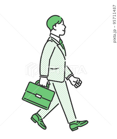 歩く男性のビジネスパーソンのイメージイラスト 95711487
