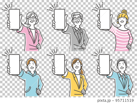 設置一個人拿著智能手機並解釋的插圖 95711519