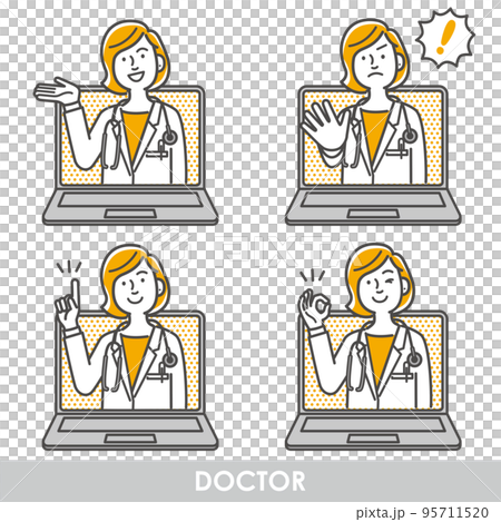Female doctor's online medical treatment pattern material set 95711520