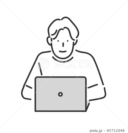 ノートパソコンを操作する男性のイラスト素材 95712046