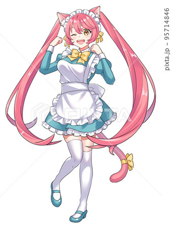 ネコミミメイドのイラスト ウィンク ネコミミメイドのイラスト ウィンク 95714846