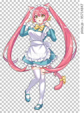 ネコミミメイドのイラスト きょとん ネコミミメイドのイラスト きょとん 95714847