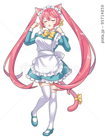 ネコミミメイドのイラスト 瞑目のイラスト素材 [95714850] - PIXTA