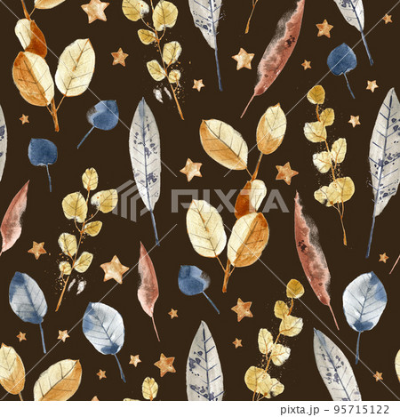 Watercolor seamless pattern, Christmas textile and wrapping paper decoration. Winter holiday decor. New Year illustration. Polygraphy decoration, textile and wrapping paper design. 95715122