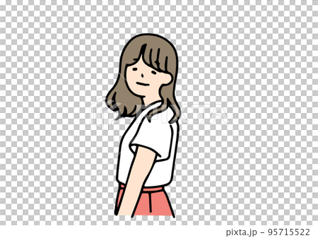 振り向いている女性のシンプルなイラスト 振り向いている女性のシンプルなイラスト 95715522