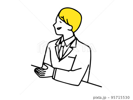 紹介をするシンプルなビジネスパーソンのイラスト 95715530