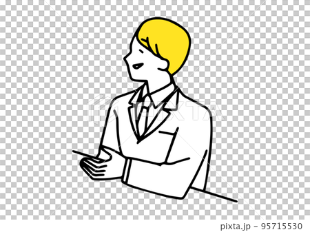 紹介をするシンプルなビジネスパーソンのイラスト 95715530