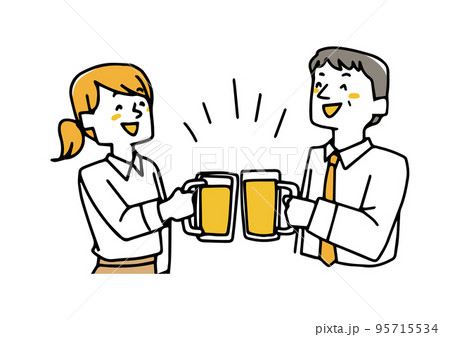 飲み会をするビジネスパーソンのイラスト素材 95715534