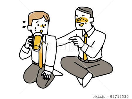 飲み会で上司に無理やり飲まされる若い社員 95715536