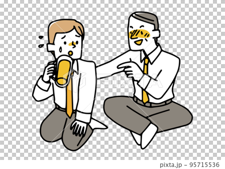 飲み会で上司に無理やり飲まされる若い社員 95715536