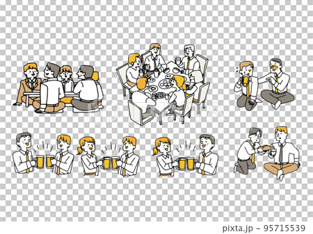飲み会をするビジネスパーソンのイラスト素材 95715539