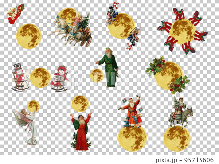 聖誕復古拼貼圖標 95715606