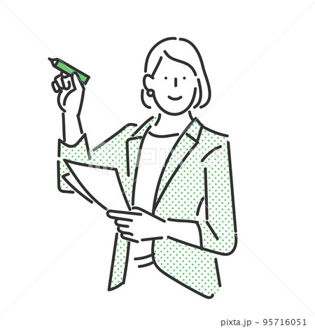 生き生きした表情で働く女性のビジネスパーソンのイラスト素材 95716051