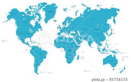 世界地図　国境　国名　ベクター　イラスト 95716155