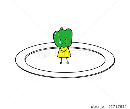 お皿に残されたピーマンのイラスト 95717632