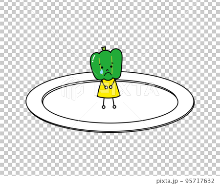 お皿に残されたピーマンのイラスト 95717632