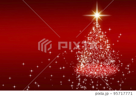 Shining stars like pine tree with bright shining star on red background with customizable space for text. Christmas celebration concept. 95717771