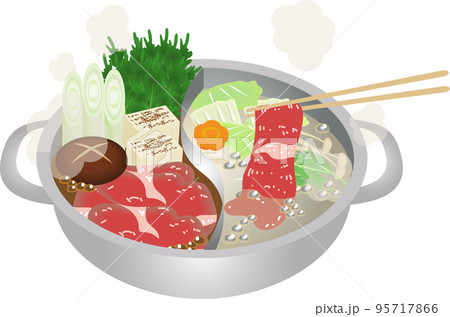 すき焼きとしゃぶしゃぶの二色鍋 95717866
