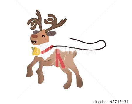 クリスマスのかわいい走っているトナカイのイラスト素材 [95718431