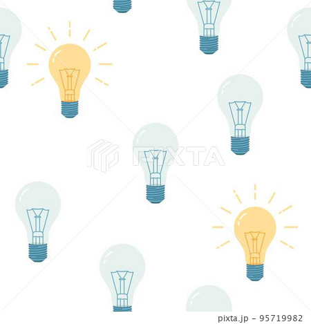 Seamless pattern with handdrawn lightbulbs. Seamless pattern with handdrawn lightbulbs. 95719982